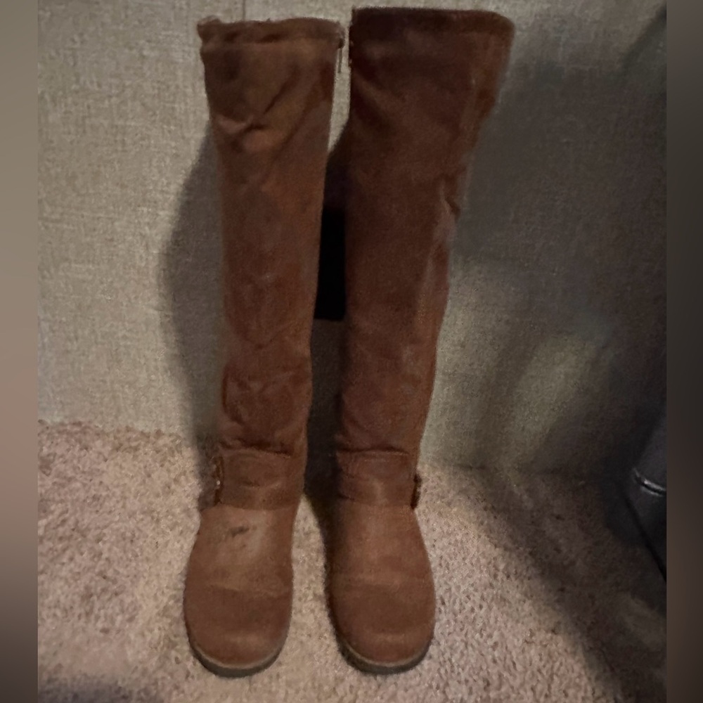 Brown suede boots